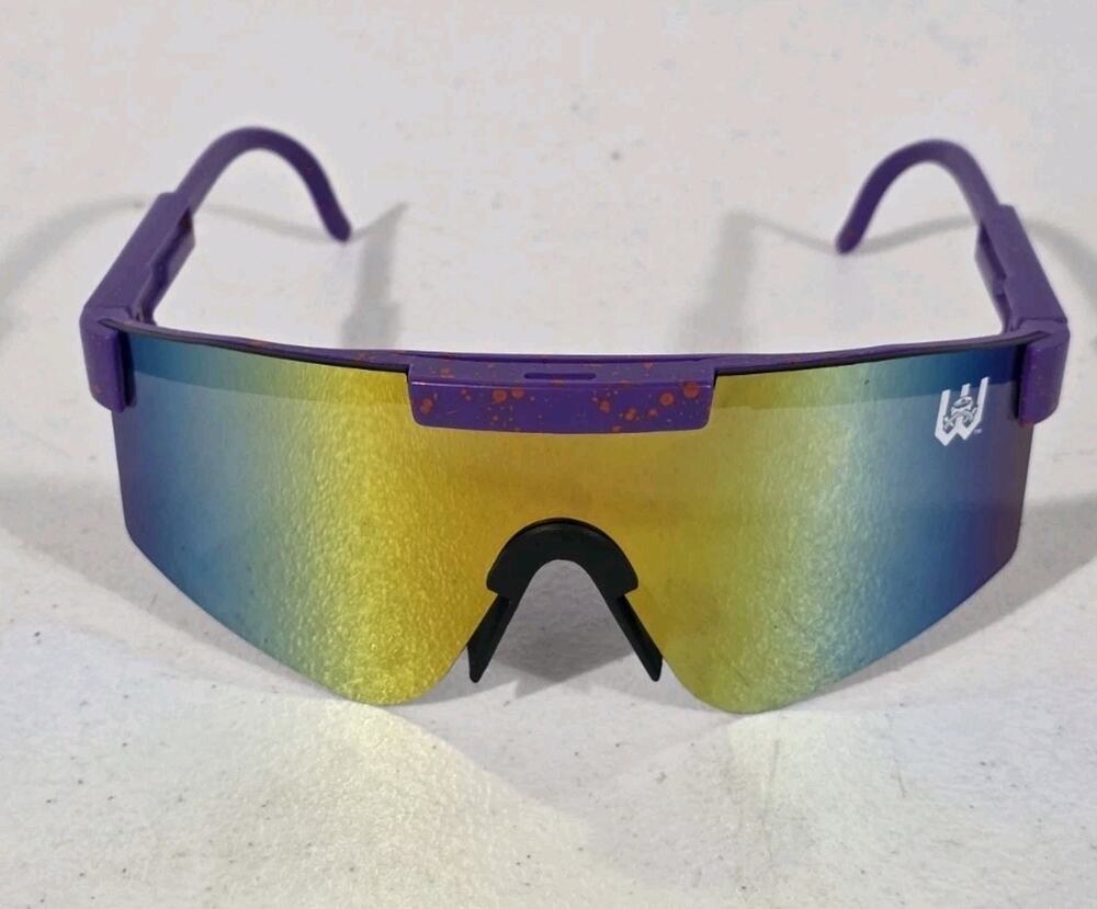 Wichita Wind Surge Baseball Shield Sunglasses Purple Orange Mirror Lens